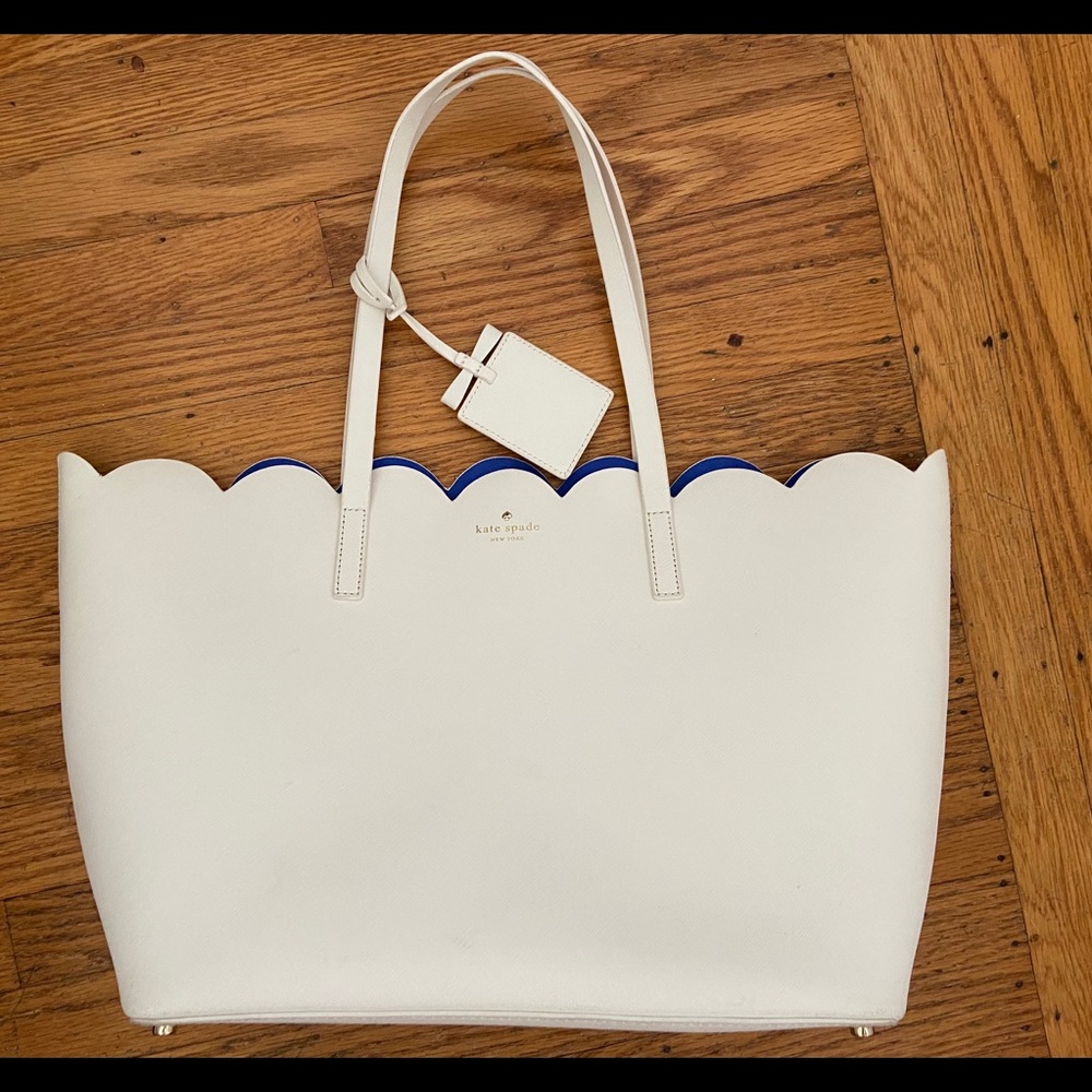 Kate Spade Lily Avenue white and blue tote